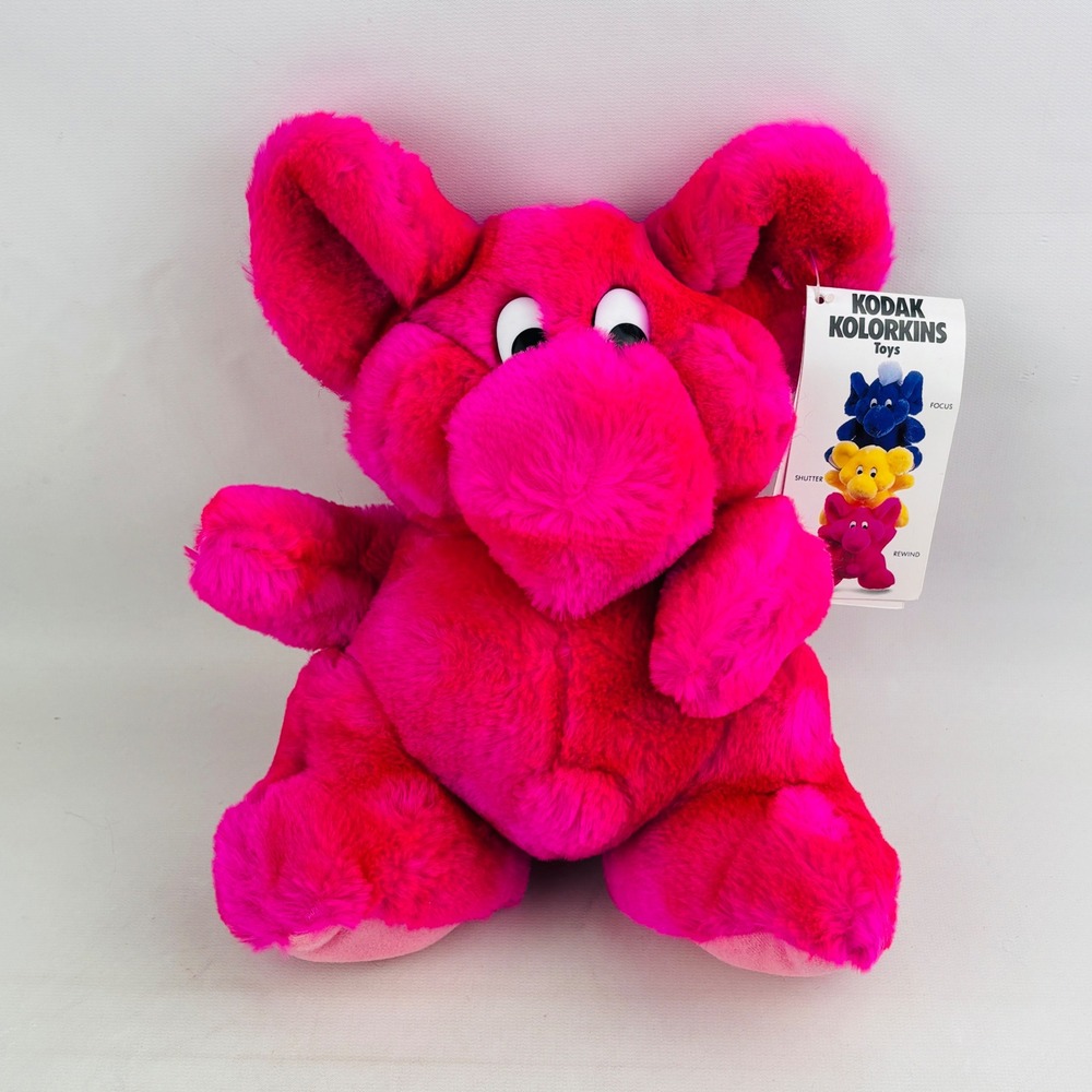 Vintage Kodak Kolorkins Rewind Plush‎ Pink 11" Stuffed Animal Toy 1991